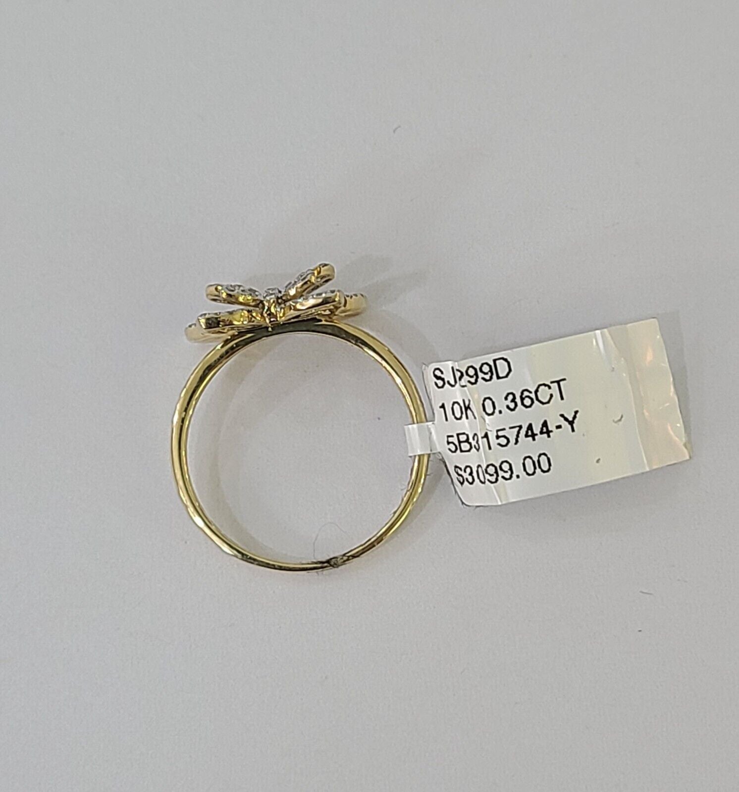 Real 10k Yellow Gold Diamond Ladies Ring Butterfly Women Engagement Wedding - GoldenlinQ