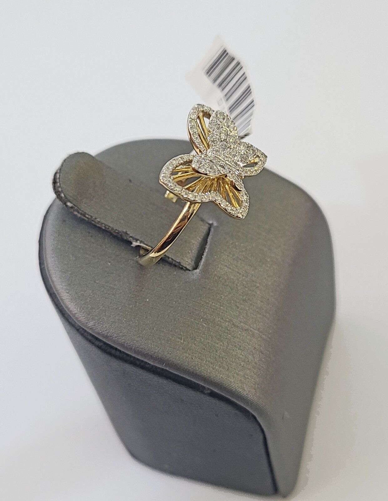 Real 10k Yellow Gold Diamond Ladies Ring Butterfly Women Engagement Wedding - GoldenlinQ