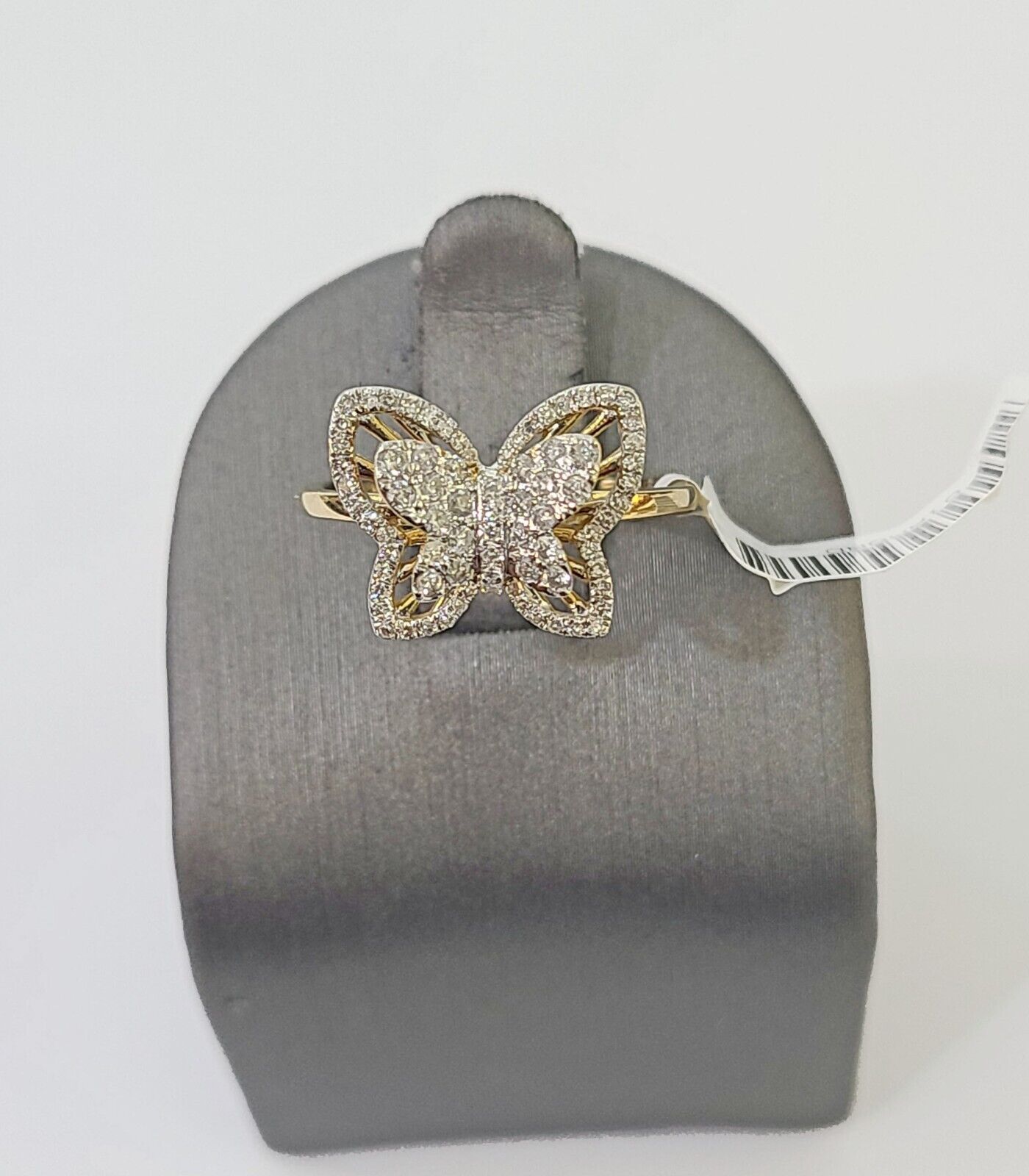 Real 10k Yellow Gold Diamond Ladies Ring Butterfly Women Engagement Wedding - GoldenlinQ