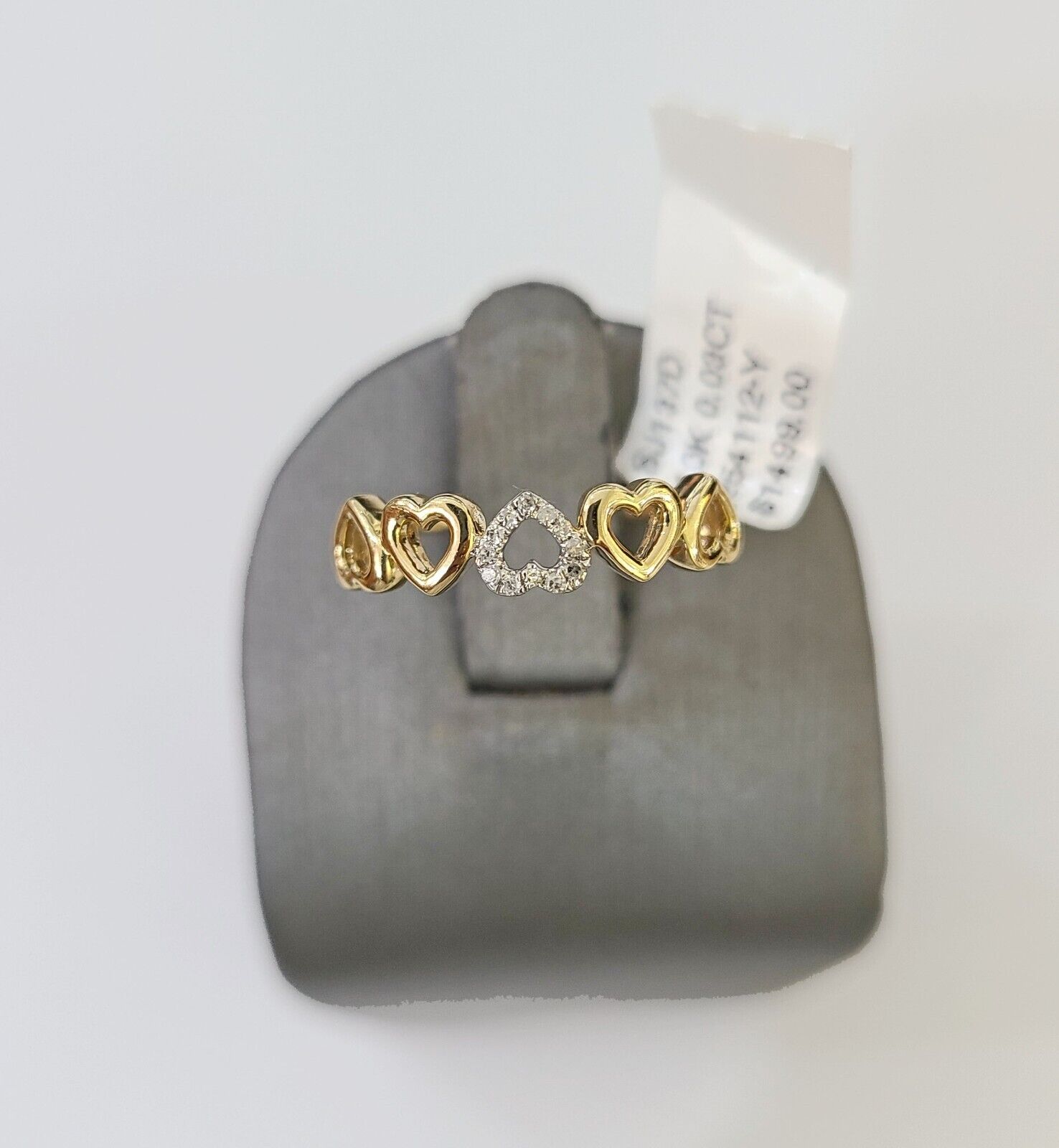 Real 10k Yellow Gold Diamond Ladies Ring Heart Shaped Women Engagement Wedding - GoldenlinQ