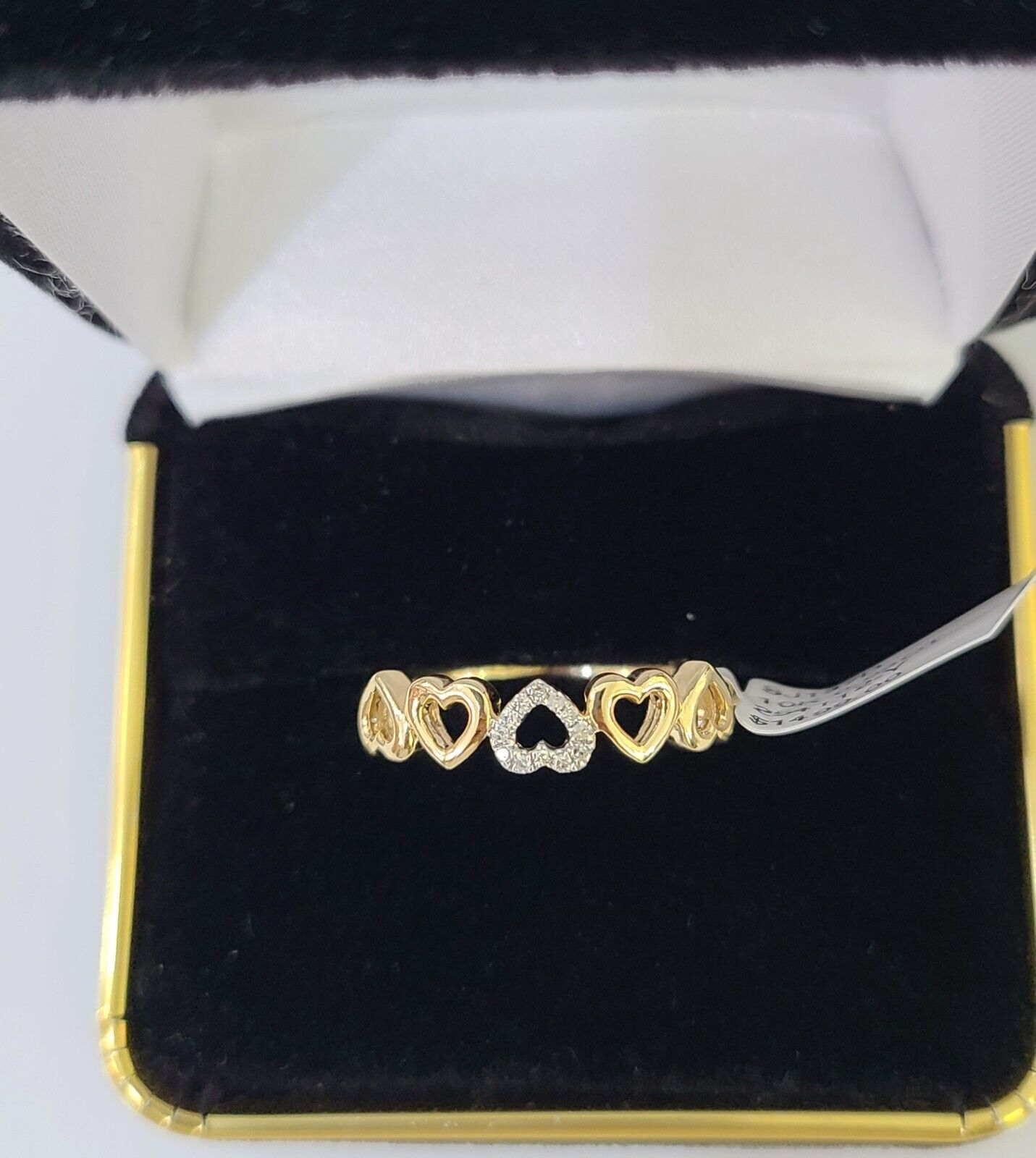 Real 10k Yellow Gold Diamond Ladies Ring Heart Shaped Women Engagement Wedding - GoldenlinQ