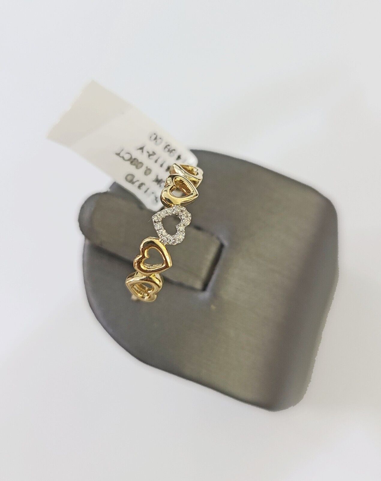 Real 10k Yellow Gold Diamond Ladies Ring Heart Shaped Women Engagement Wedding - GoldenlinQ