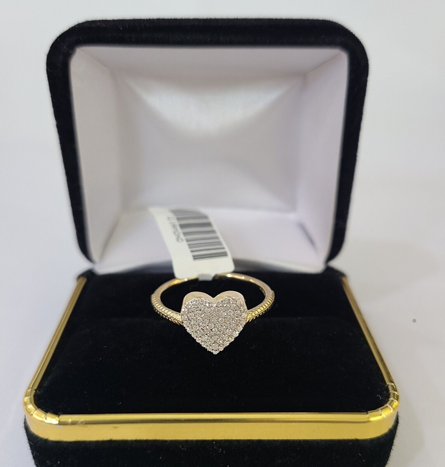 Real 10k Yellow Gold Diamond Ladies Ring Heart Shaped Women Engagement Wedding - GoldenlinQ