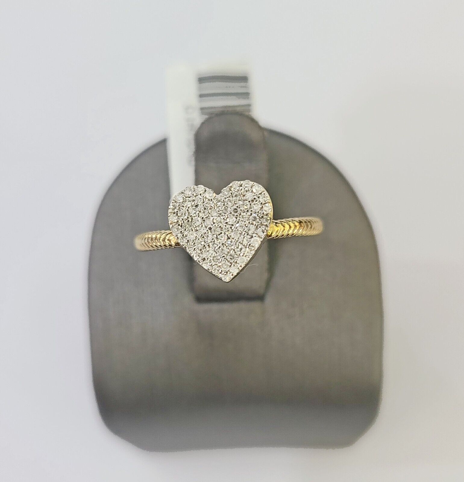 Real 10k Yellow Gold Diamond Ladies Ring Heart Shaped Women Engagement Wedding - GoldenlinQ