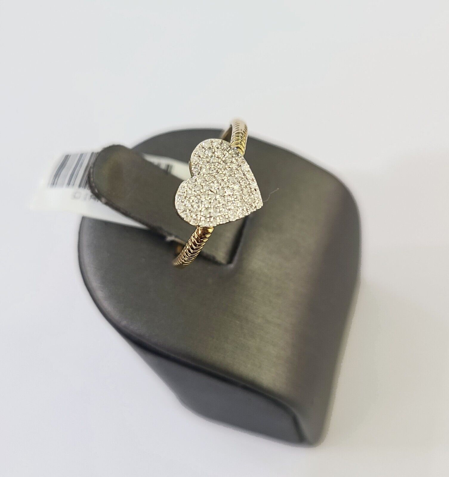 Real 10k Yellow Gold Diamond Ladies Ring Heart Shaped Women Engagement Wedding - GoldenlinQ