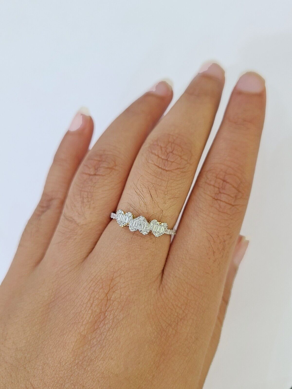 Real 10k Yellow Gold Diamond Ladies Ring Heart Shaped Women Engagement Wedding - GoldenlinQ