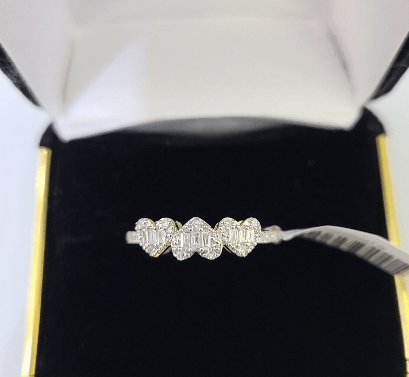 Real 10k Yellow Gold Diamond Ladies Ring Heart Shaped Women Engagement Wedding - GoldenlinQ