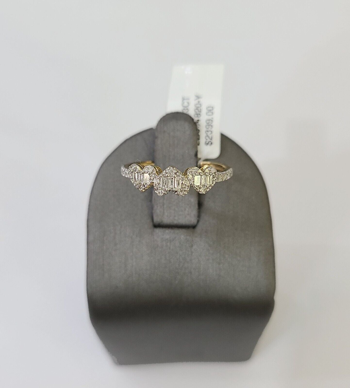 Real 10k Yellow Gold Diamond Ladies Ring Heart Shaped Women Engagement Wedding - GoldenlinQ