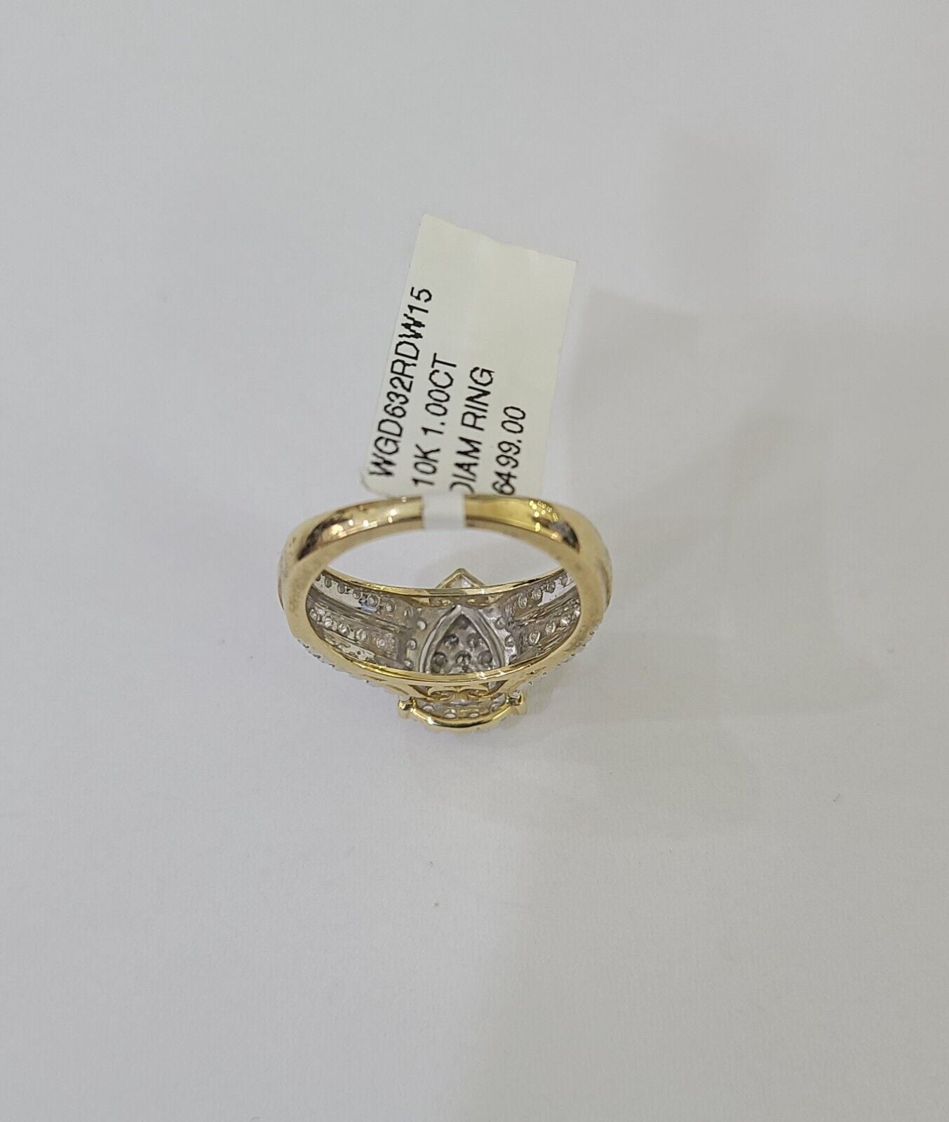 Real 10k Yellow Gold Diamond Ladies Ring pear Shape Women Engagement Wedding - GoldenlinQ