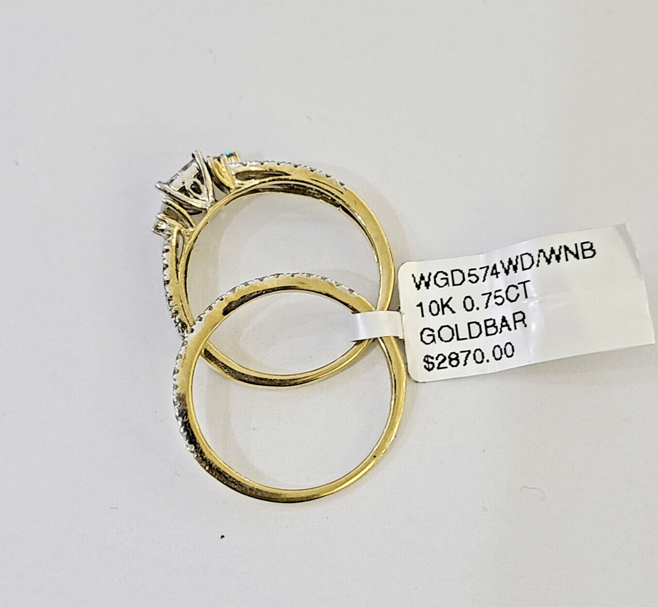 Real 10k Yellow Gold Diamond Ladies Ring SET Women Engagement Wedding - GoldenlinQ