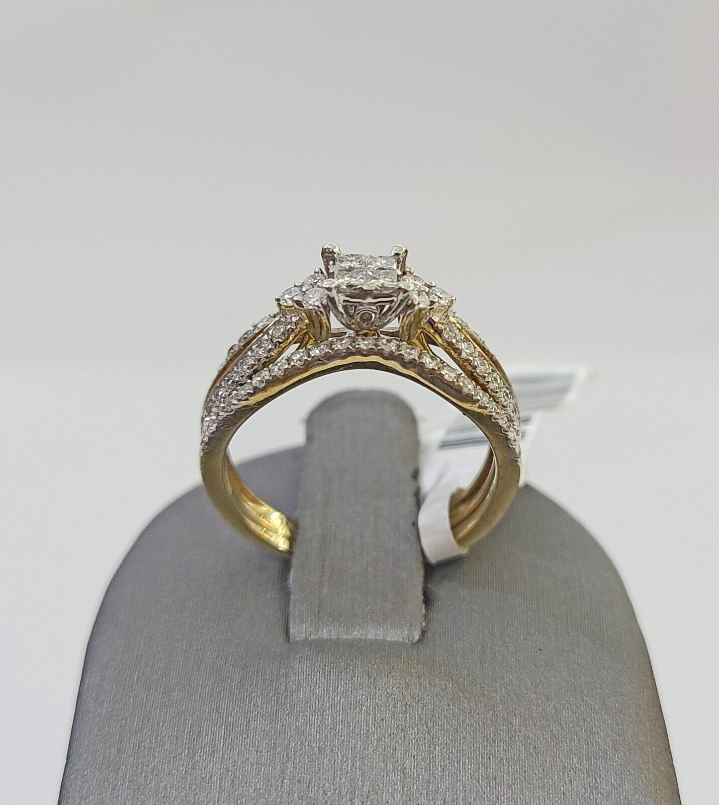 Real 10k Yellow Gold Diamond Ladies Ring SET Women Engagement Wedding - GoldenlinQ