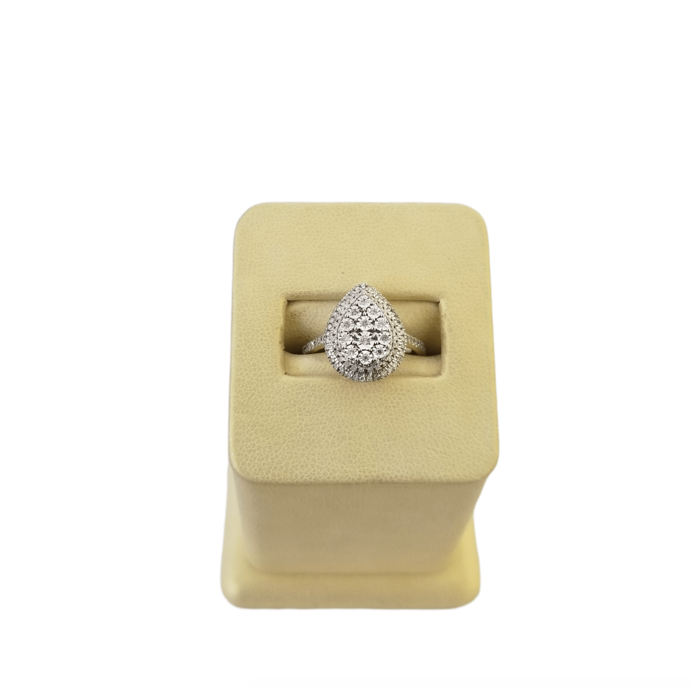 Real 10k Yellow Gold Diamond ladies Ring Tear Drop 0.27 CT Pear Size 7 Band - GoldenlinQ