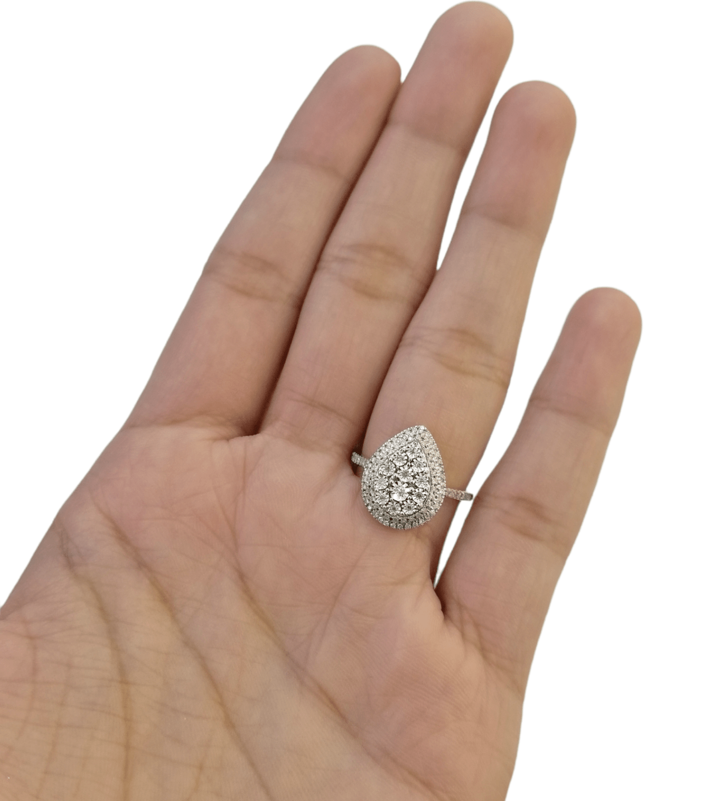 Real 10k Yellow Gold Diamond ladies Ring Tear Drop 0.27 CT Pear Size 7 Band - GoldenlinQ