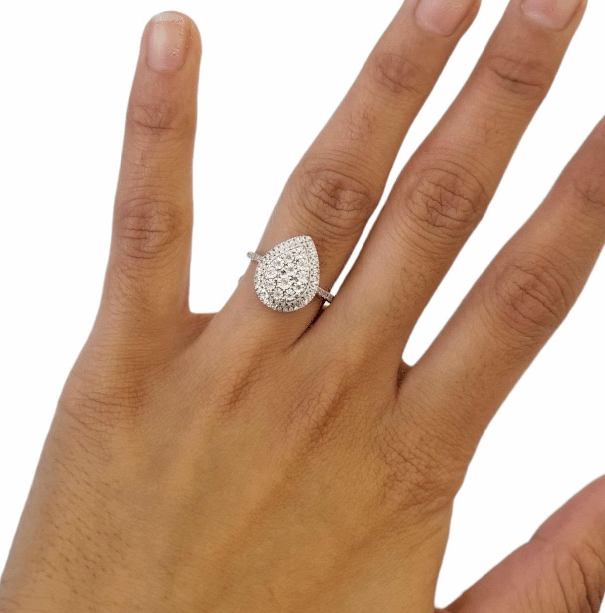 Real 10k Yellow Gold Diamond ladies Ring Tear Drop 0.27 CT Pear Size 7 Band - GoldenlinQ