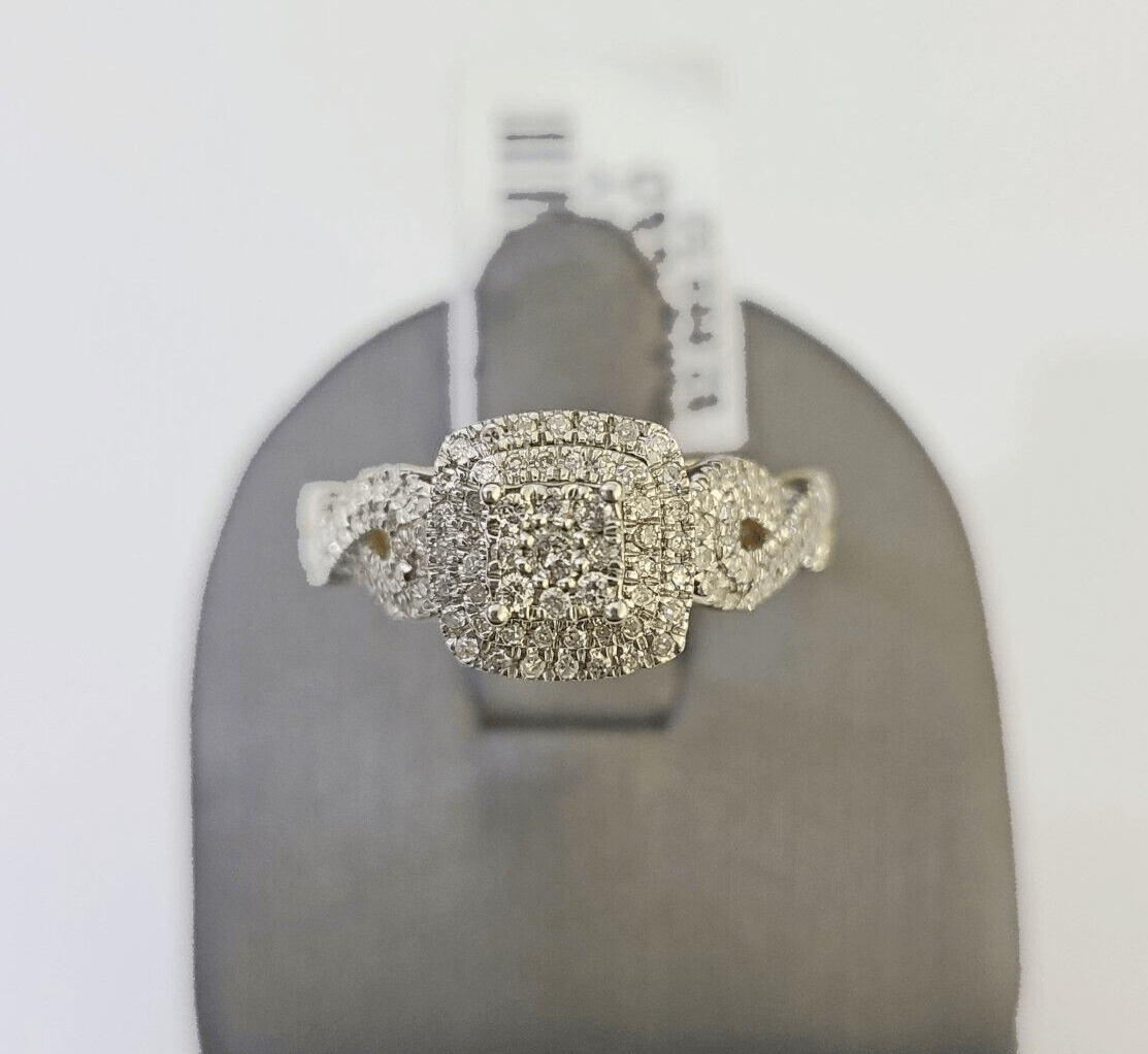 Real 10k Yellow Gold Diamond Ladies Ring Women Casual Engagement Wedding - GoldenlinQ