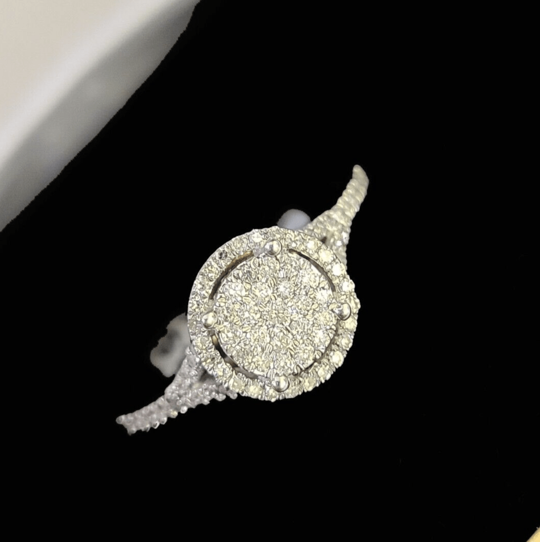 Real 10k Yellow Gold Diamond Ladies Ring Women Casual Engagement Wedding - GoldenlinQ