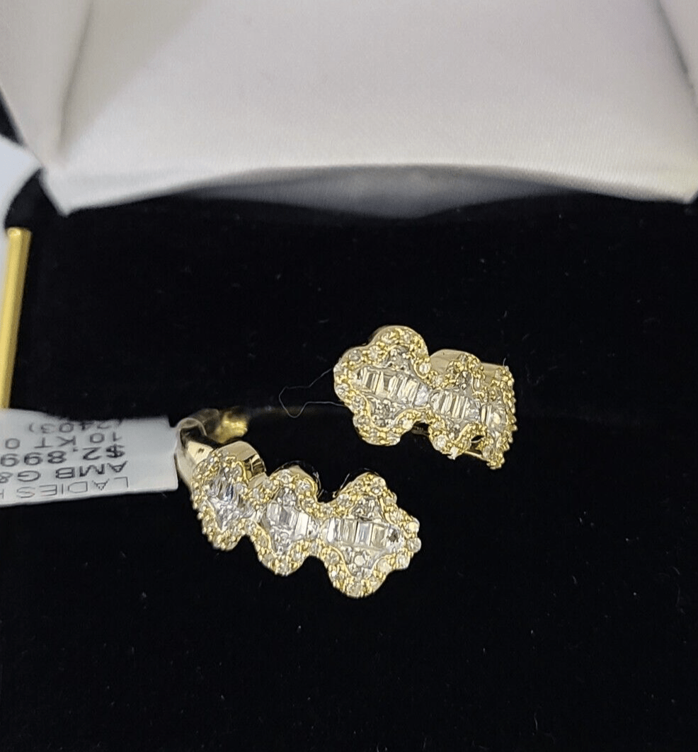 Real 10k Yellow Gold Diamond Ladies Ring Women Casual Engagement Wedding - GoldenlinQ