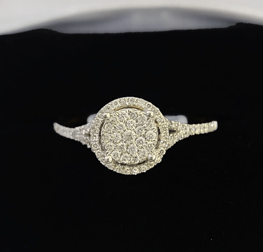 Real 10k Yellow Gold Diamond Ladies Ring Women Casual Engagement Wedding - GoldenlinQ