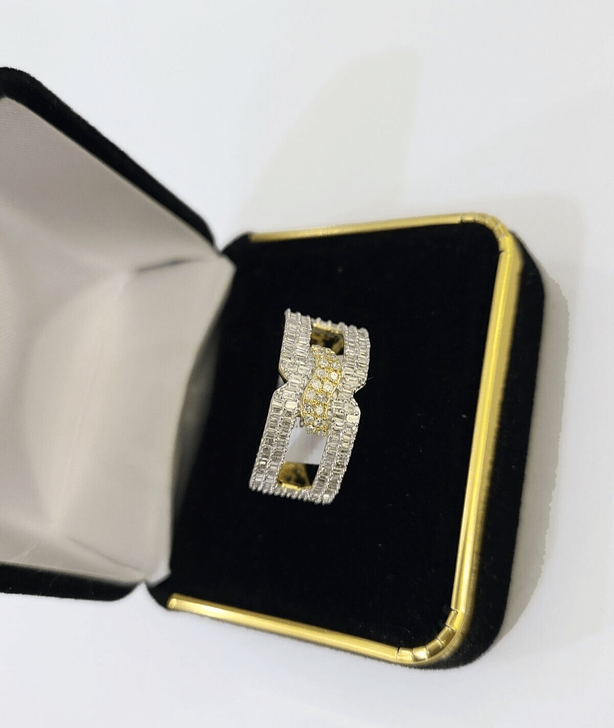 Real 10k Yellow Gold Diamond Ladies Ring Women Casual Engagement Wedding - GoldenlinQ