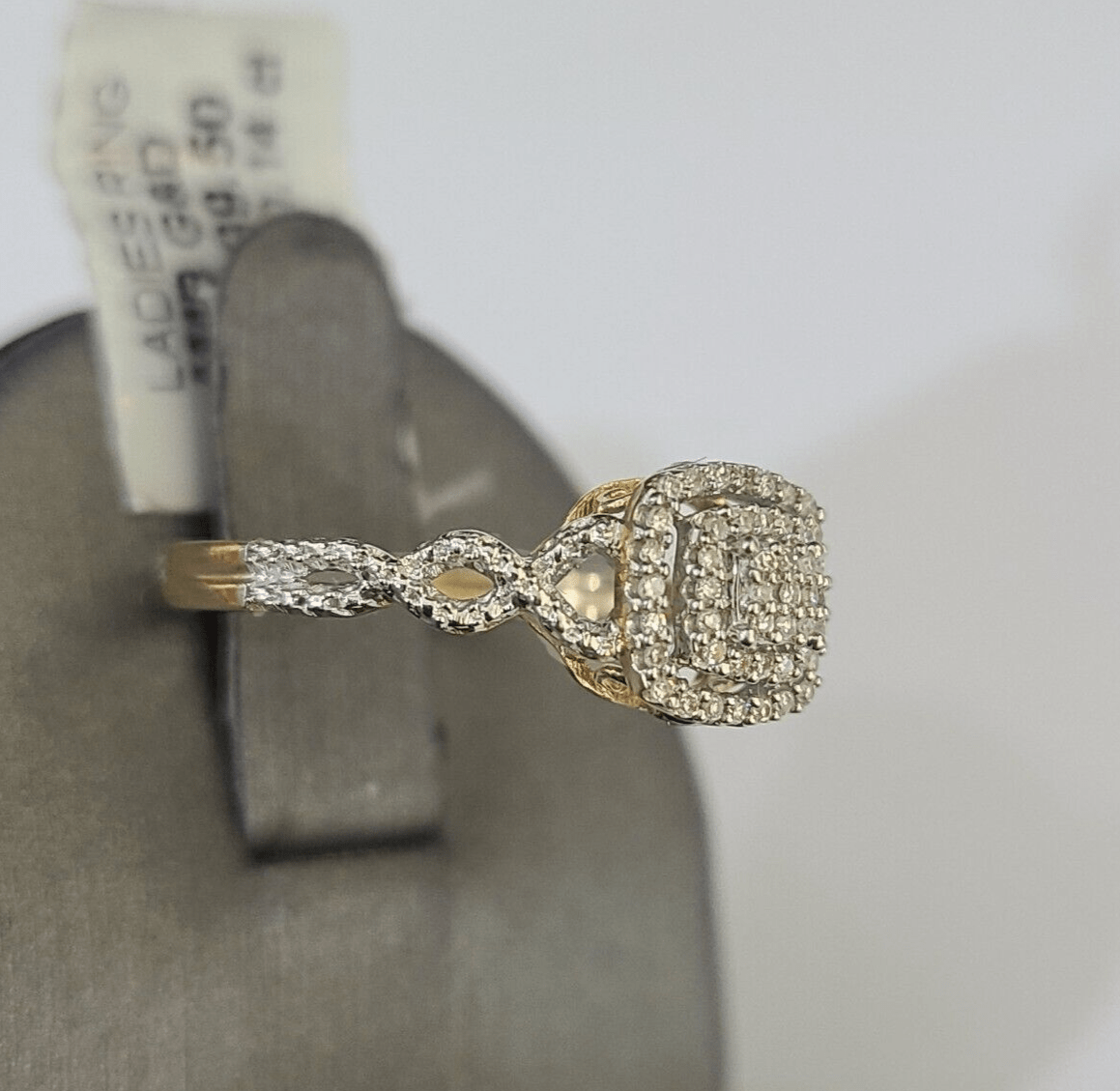 Real 10k Yellow Gold Diamond Ladies Ring Women Casual Engagement Wedding - GoldenlinQ