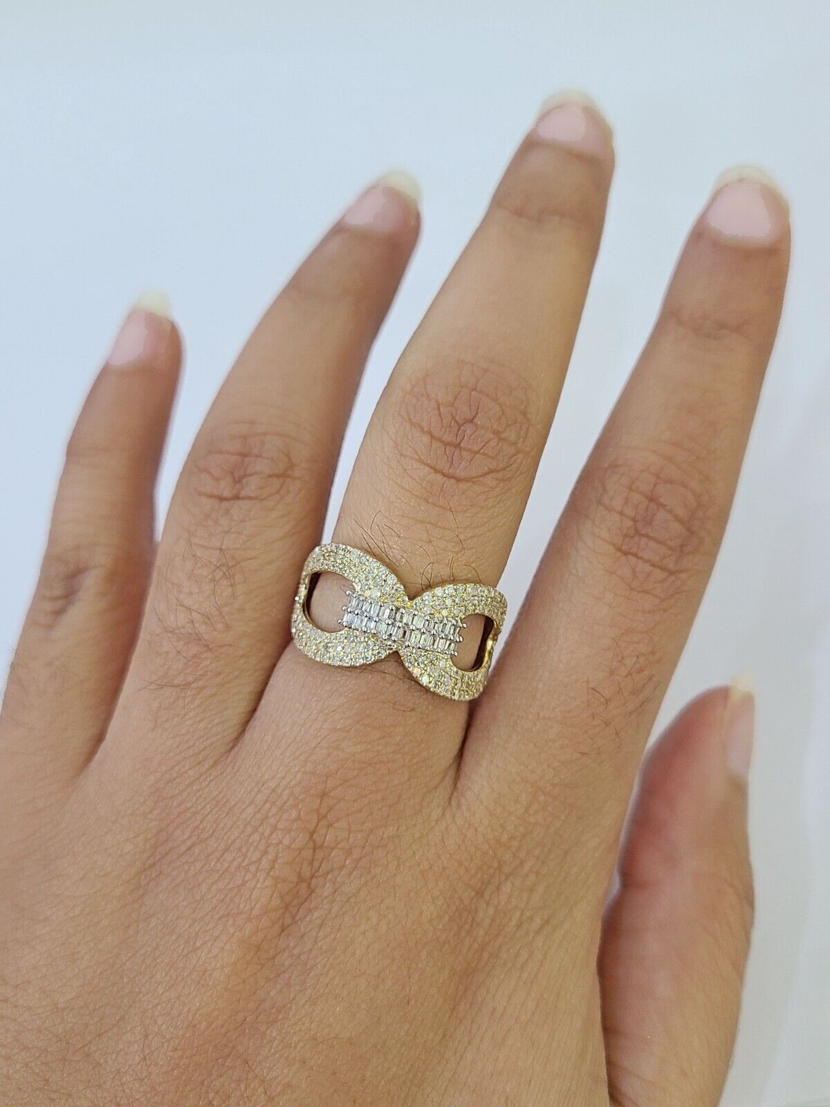 Real 10k Yellow Gold Diamond Ladies Ring Women Casual Engagement Wedding - GoldenlinQ