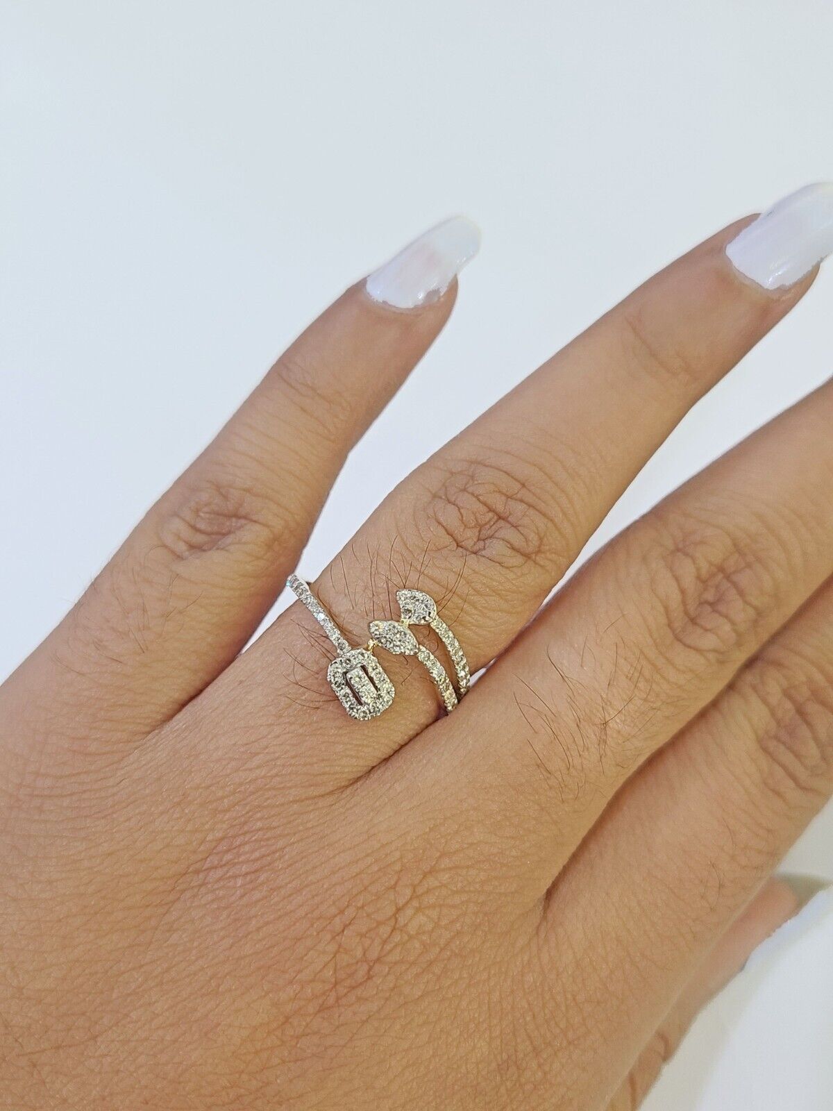 Real 10k Yellow Gold Diamond Ladies Ring Women Casual Engagement Wedding - GoldenlinQ