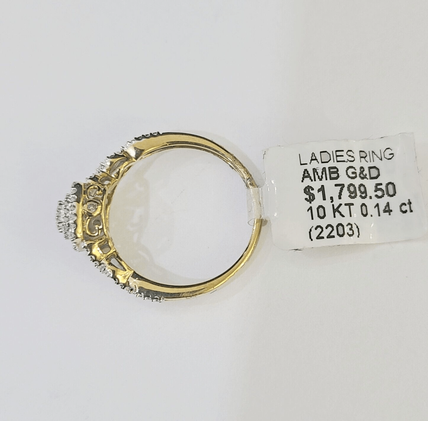 Real 10k Yellow Gold Diamond Ladies Ring Women Casual Engagement Wedding - GoldenlinQ