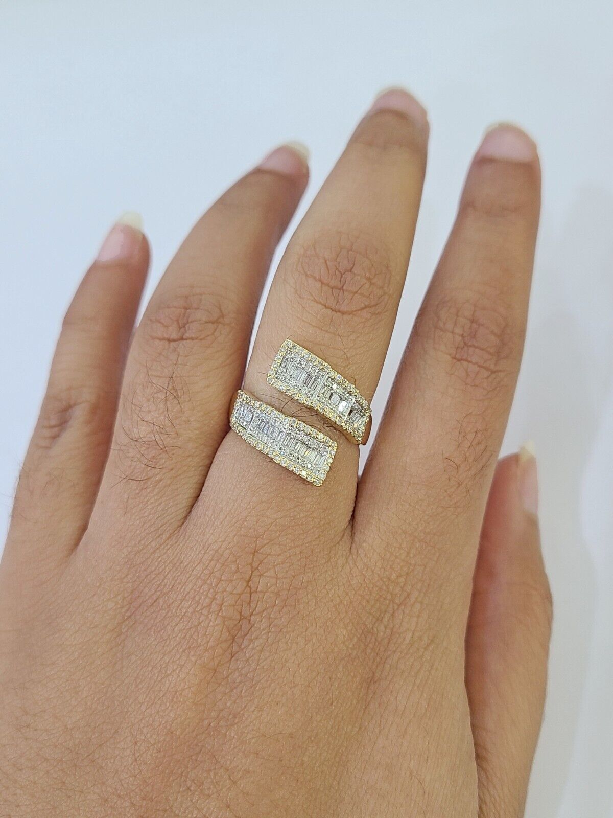 Real 10k Yellow Gold Diamond Ladies Ring Women Casual Engagement Wedding - GoldenlinQ