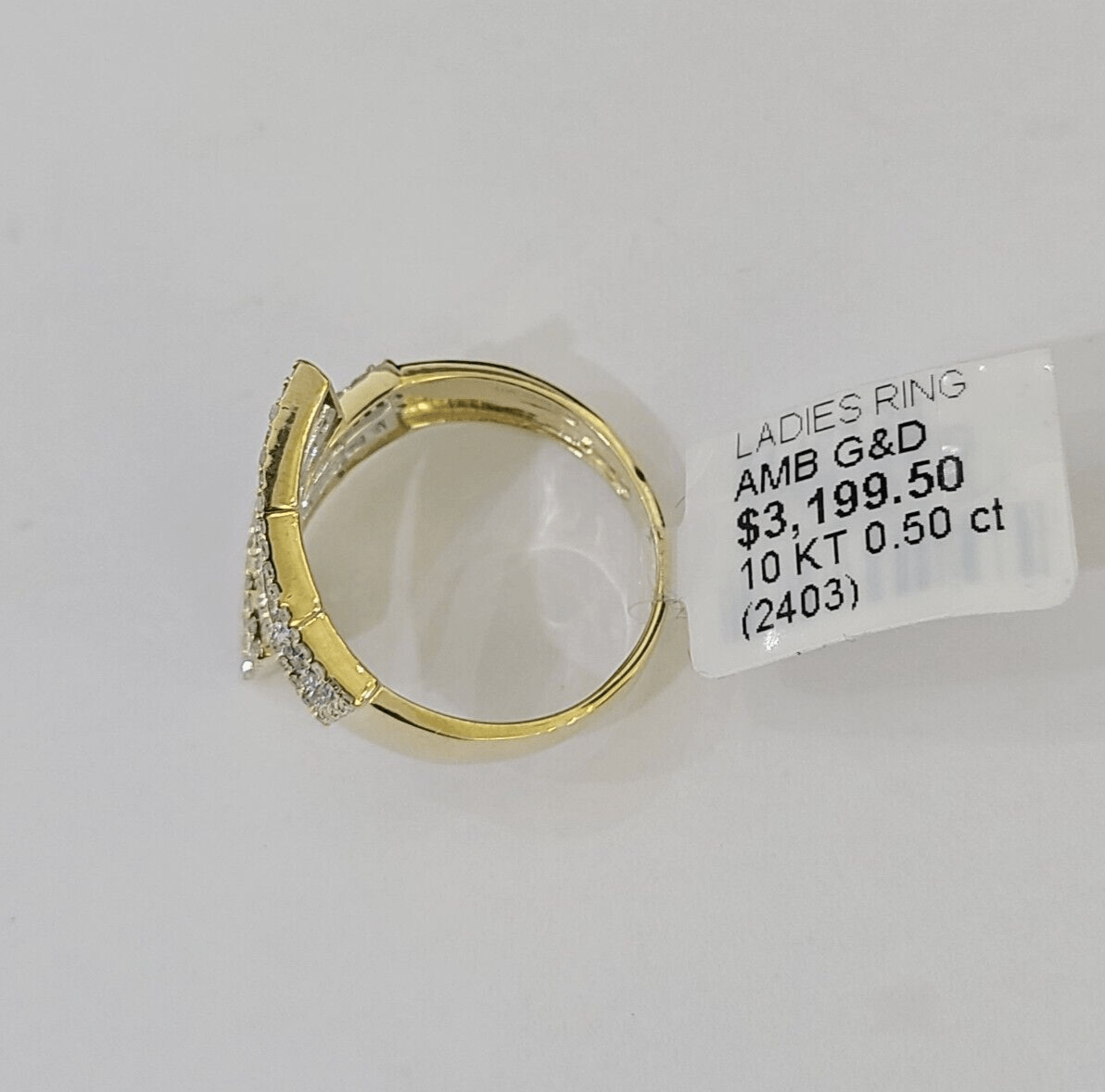 Real 10k Yellow Gold Diamond Ladies Ring Women Casual Engagement Wedding - GoldenlinQ