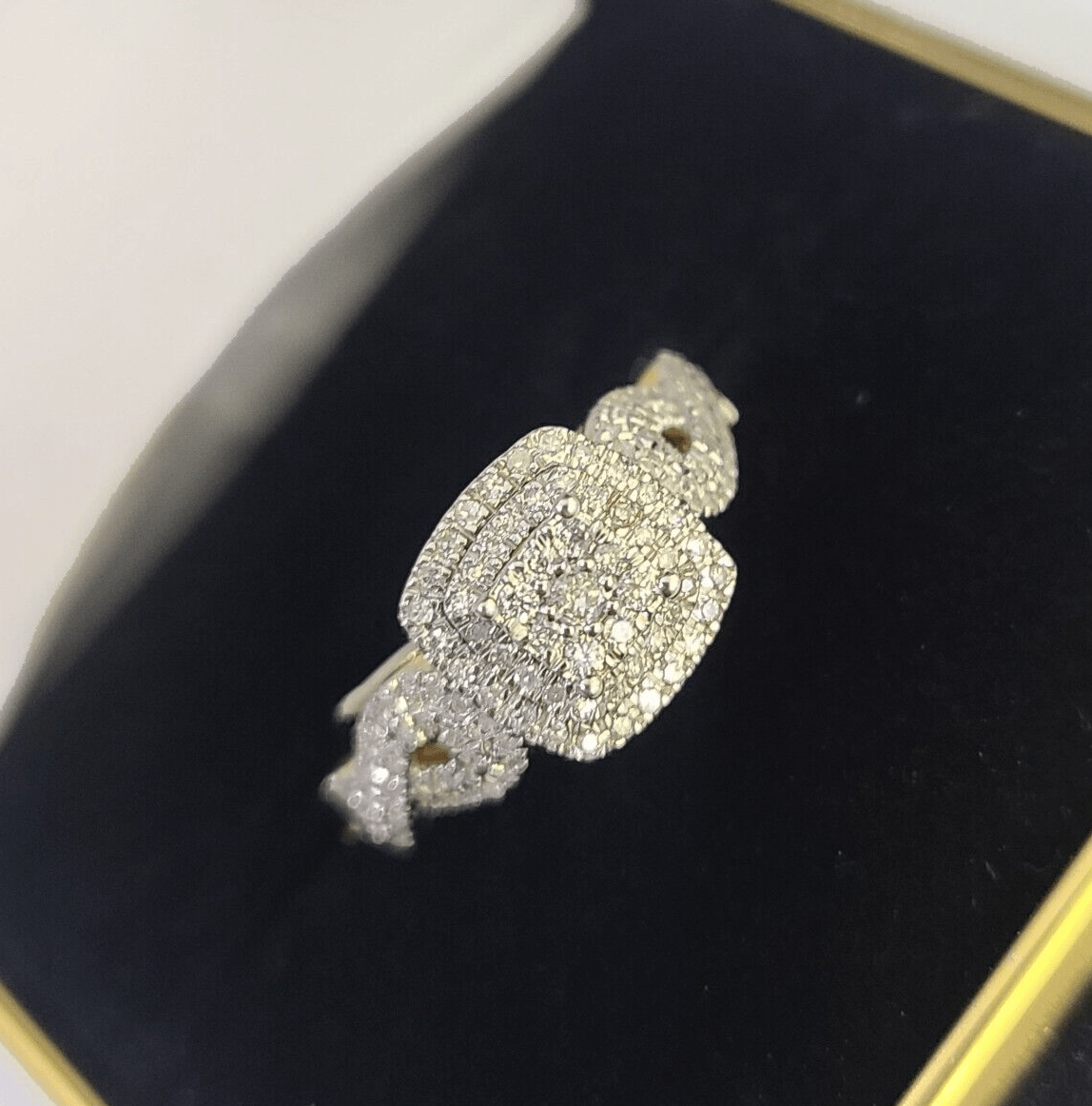 Real 10k Yellow Gold Diamond Ladies Ring Women Casual Engagement Wedding - GoldenlinQ