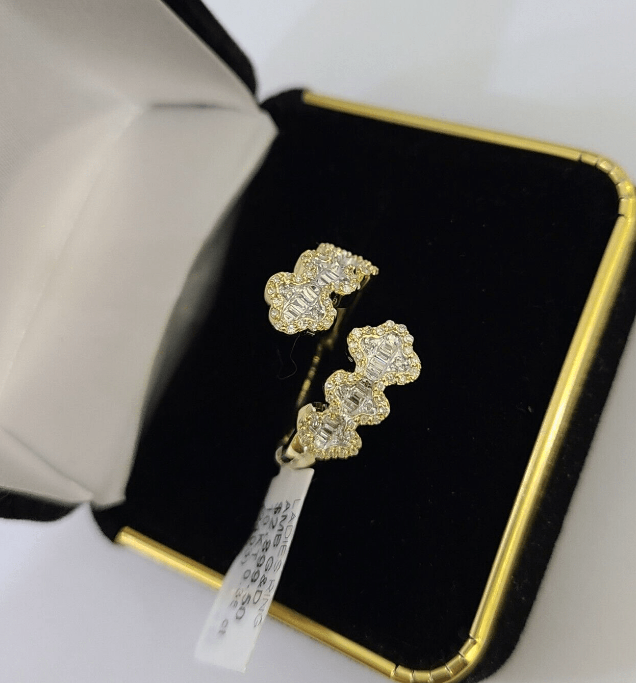 Real 10k Yellow Gold Diamond Ladies Ring Women Casual Engagement Wedding - GoldenlinQ