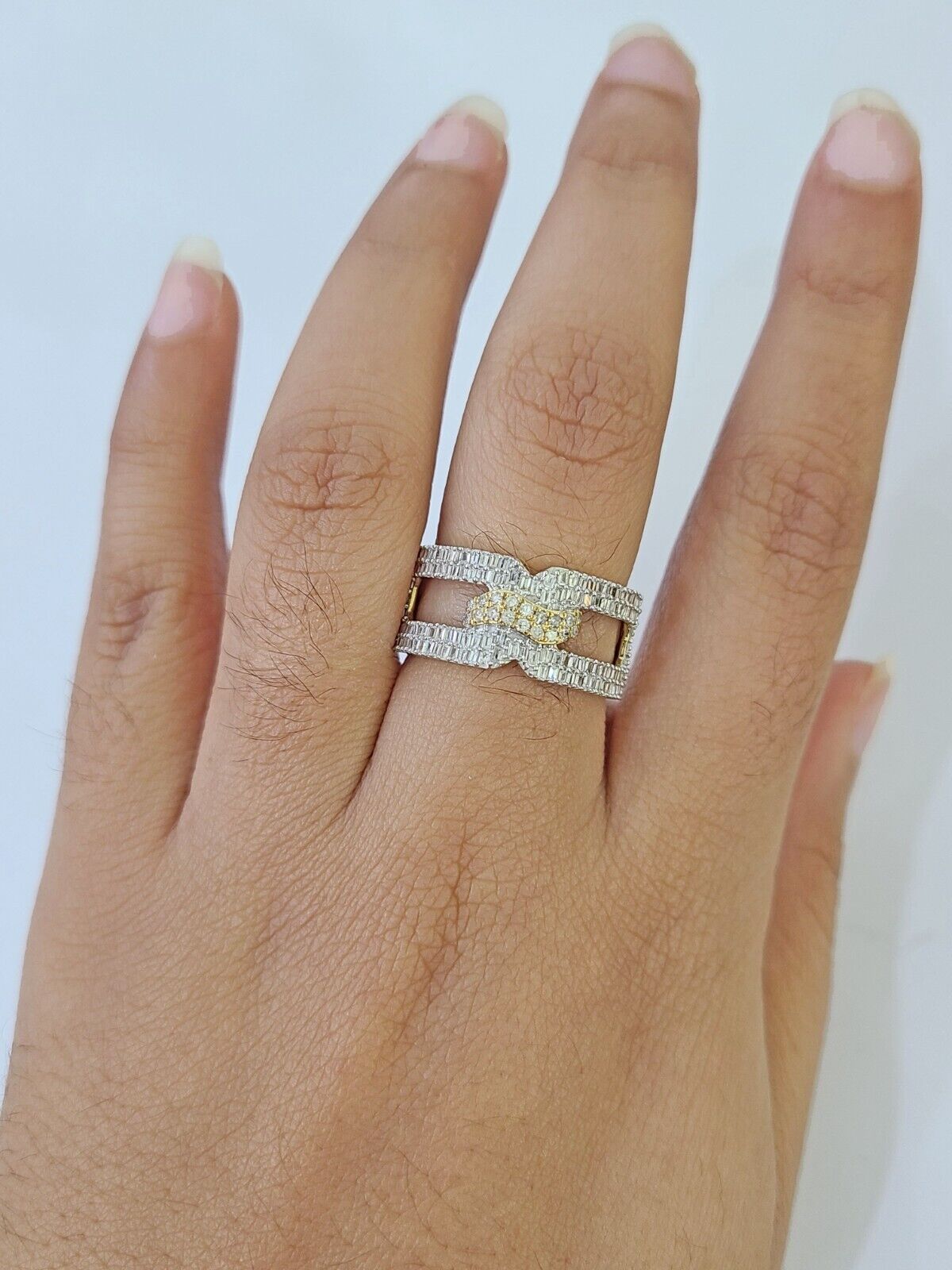 Real 10k Yellow Gold Diamond Ladies Ring Women Casual Engagement Wedding - GoldenlinQ