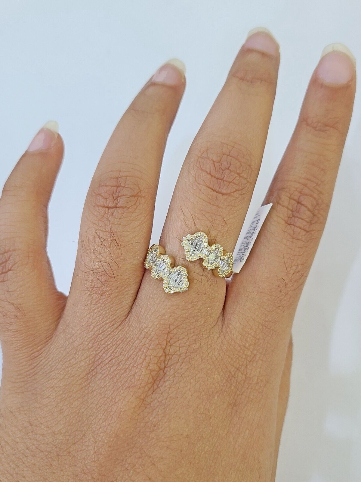 Real 10k Yellow Gold Diamond Ladies Ring Women Casual Engagement Wedding - GoldenlinQ