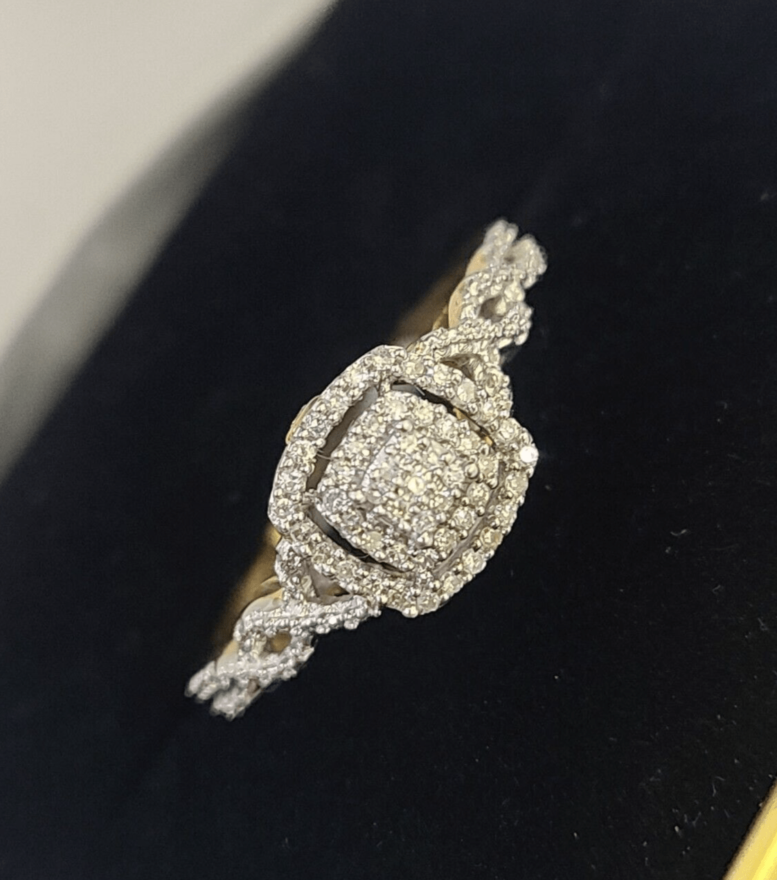 Real 10k Yellow Gold Diamond Ladies Ring Women Casual Engagement Wedding - GoldenlinQ