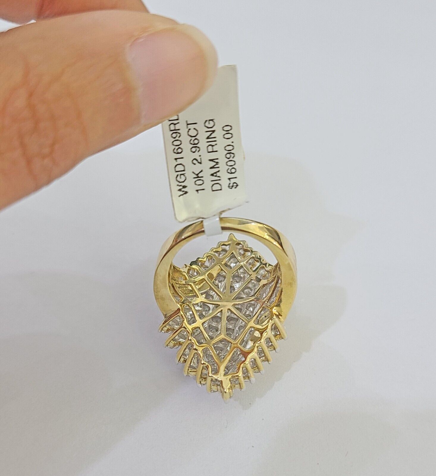 Real 10k Yellow Gold Diamond Ladies Ring Women Engagement Wedding - GoldenlinQ