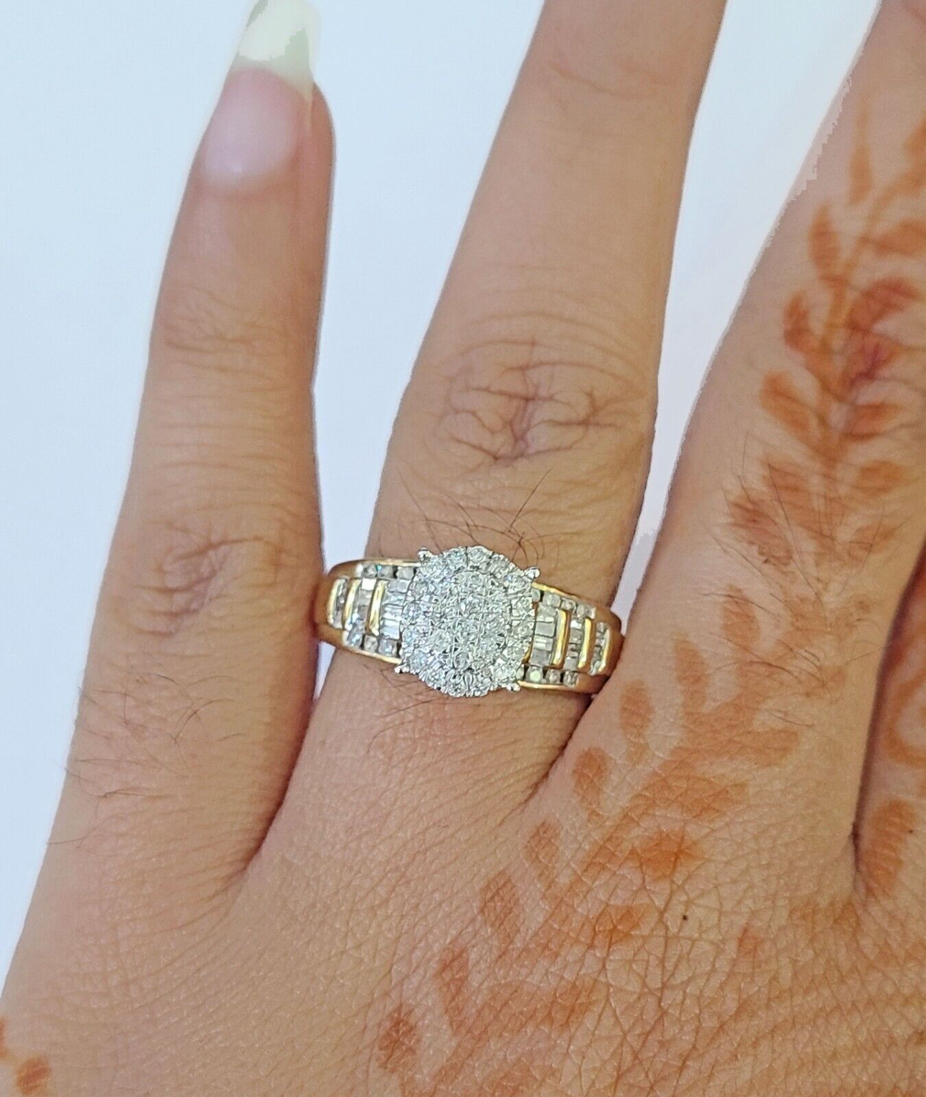 Real 10k Yellow Gold Diamond Ladies Ring Women Engagement Wedding - GoldenlinQ