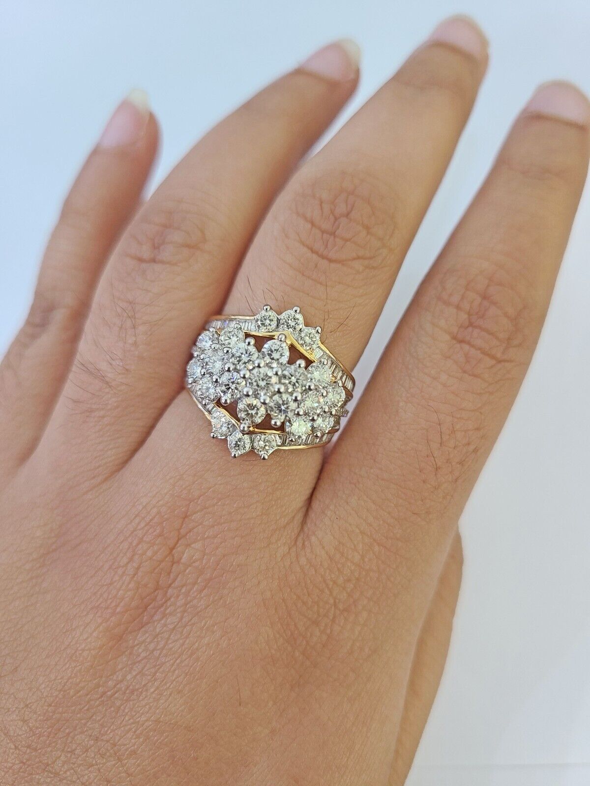 Real 10k Yellow Gold Diamond Ladies Ring Women Engagement Wedding - GoldenlinQ