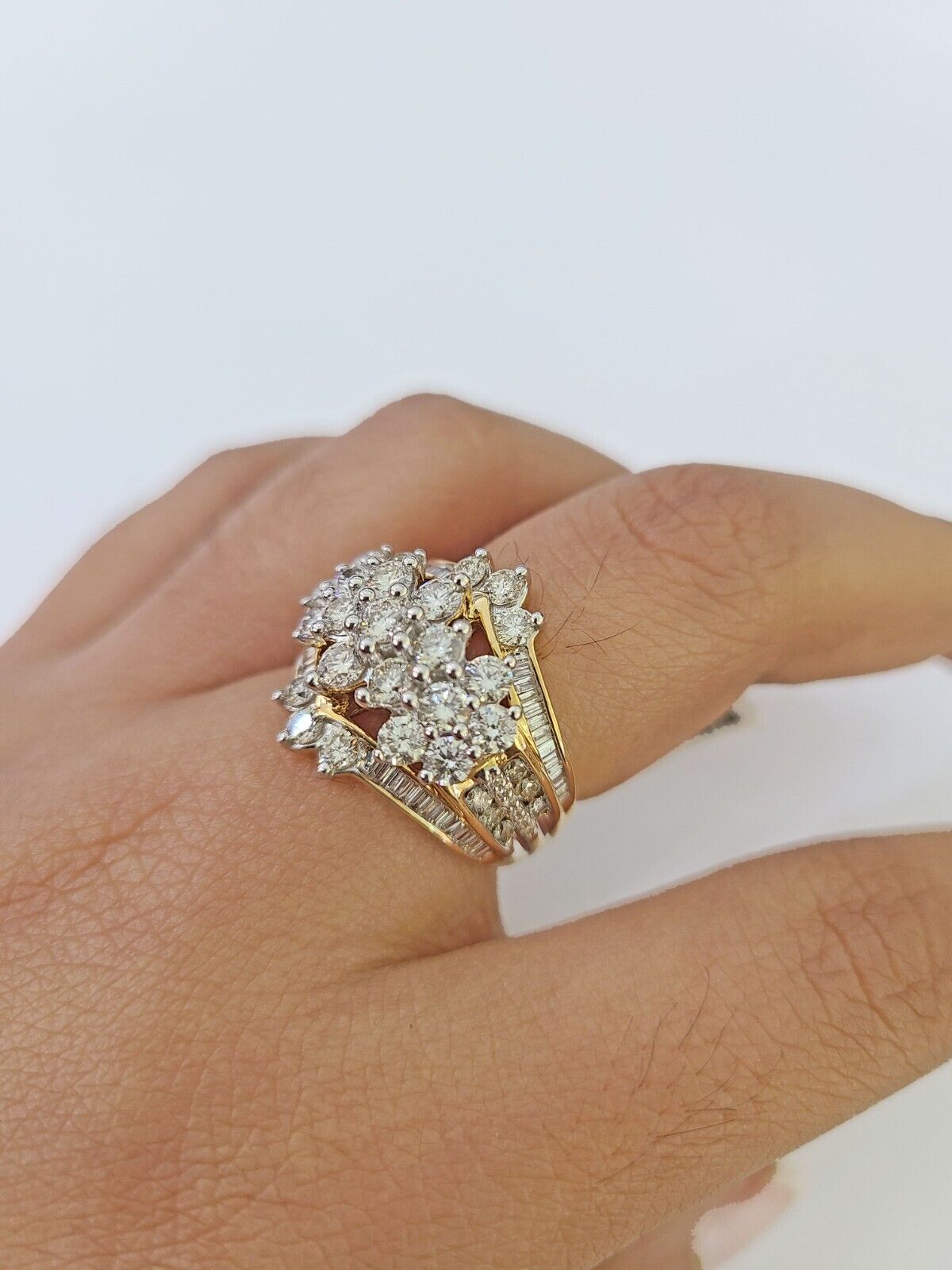 Real 10k Yellow Gold Diamond Ladies Ring Women Engagement Wedding - GoldenlinQ