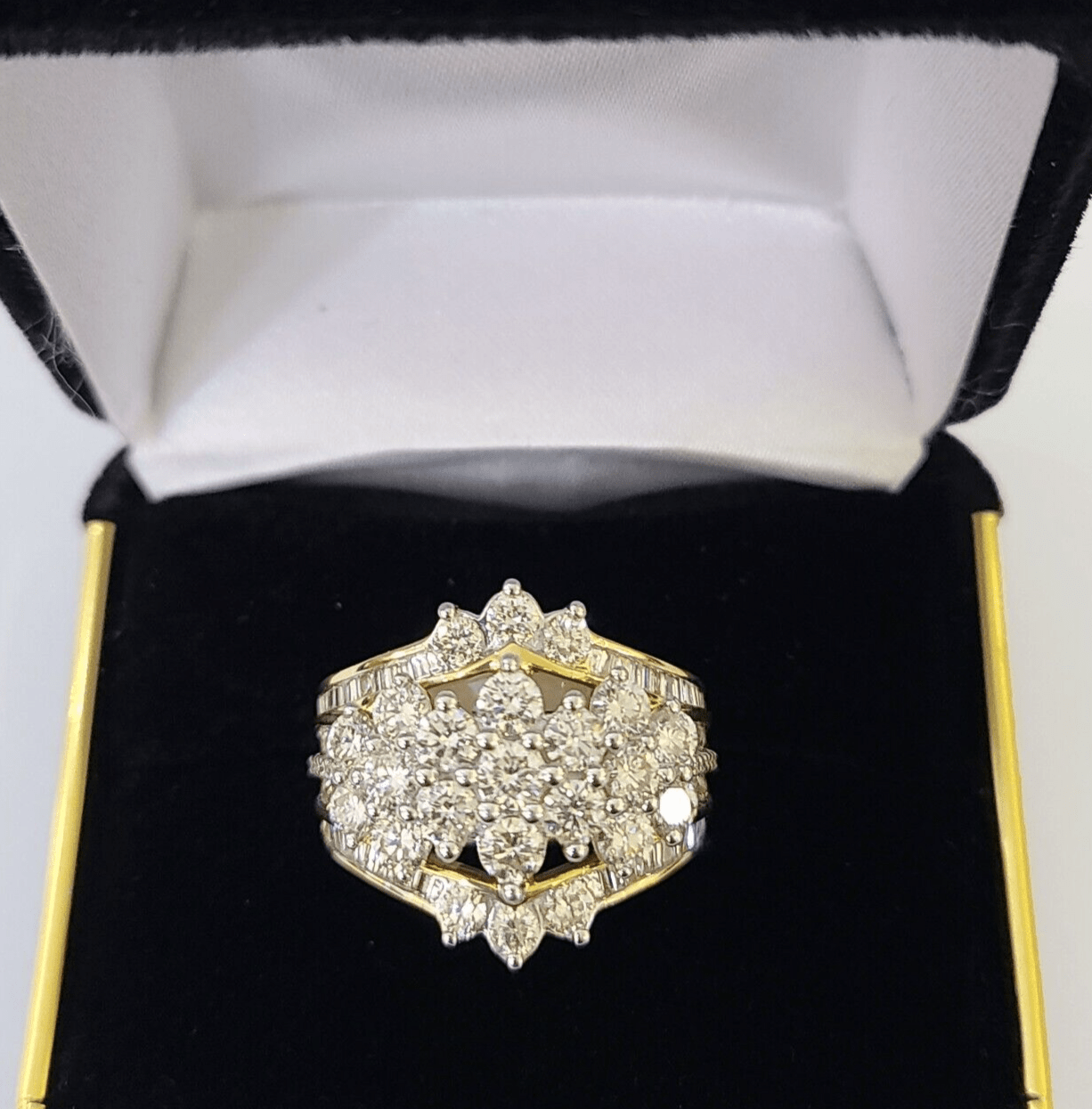 Real 10k Yellow Gold Diamond Ladies Ring Women Engagement Wedding - GoldenlinQ