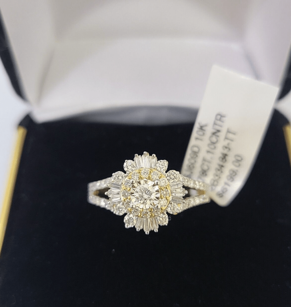 Real 10k Yellow Gold Diamond Ladies Ring Women Engagement Wedding - GoldenlinQ