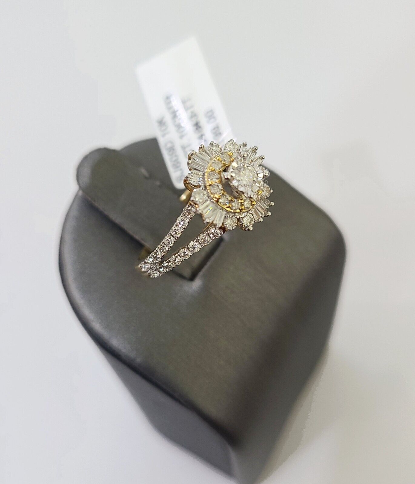 Real 10k Yellow Gold Diamond Ladies Ring Women Engagement Wedding - GoldenlinQ