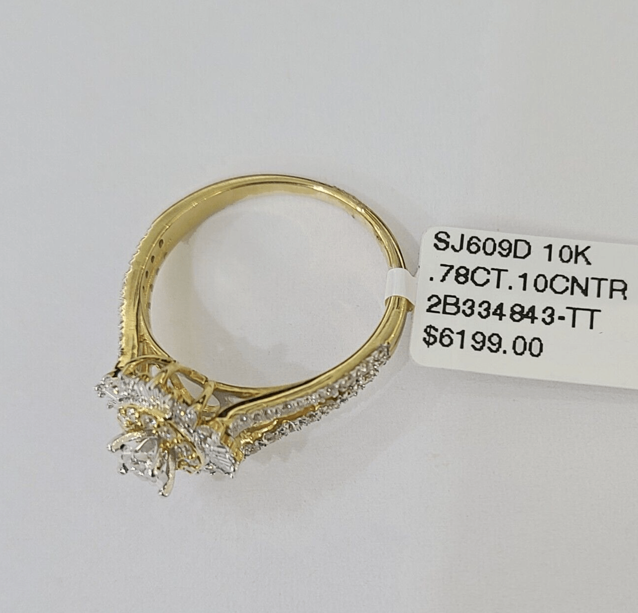 Real 10k Yellow Gold Diamond Ladies Ring Women Engagement Wedding - GoldenlinQ