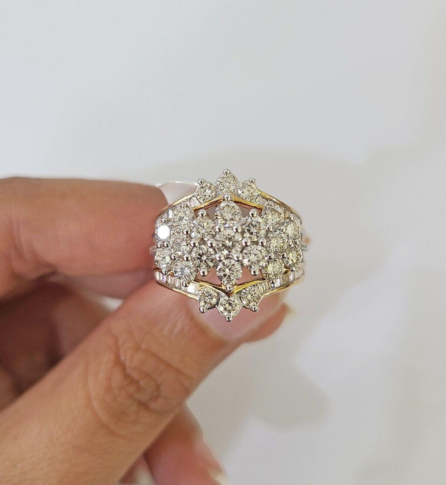 Real 10k Yellow Gold Diamond Ladies Ring Women Engagement Wedding - GoldenlinQ