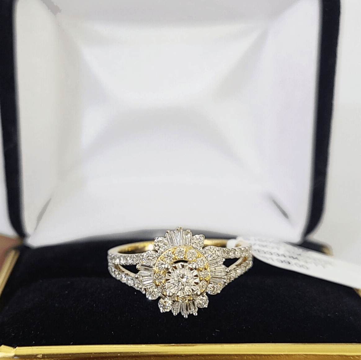 Real 10k Yellow Gold Diamond Ladies Ring Women Engagement Wedding - GoldenlinQ