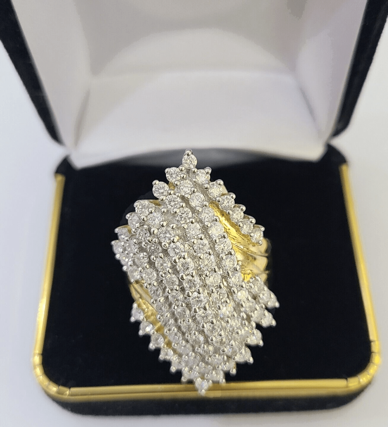 Real 10k Yellow Gold Diamond Ladies Ring Women Engagement Wedding - GoldenlinQ