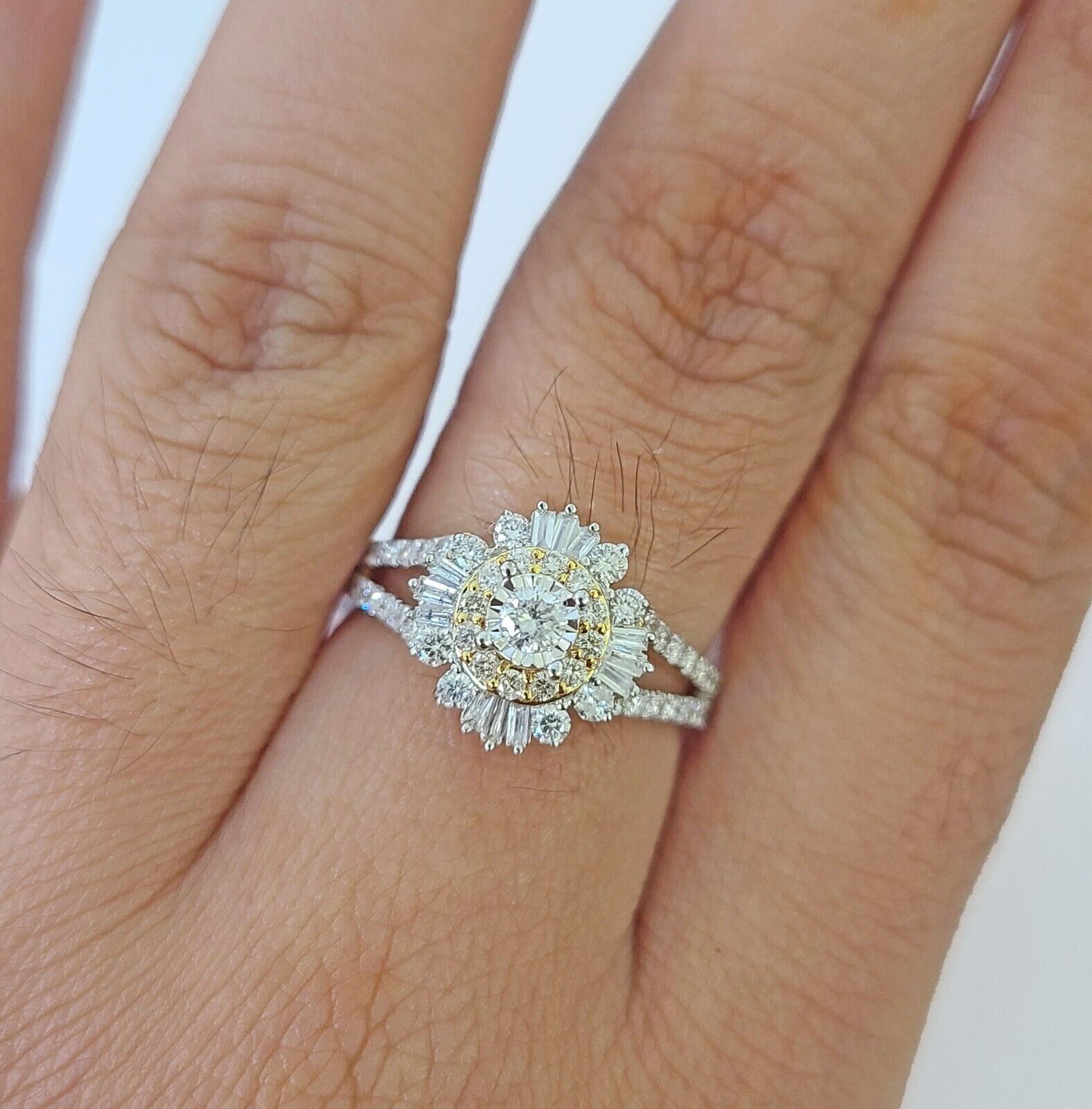 Real 10k Yellow Gold Diamond Ladies Ring Women Engagement Wedding - GoldenlinQ