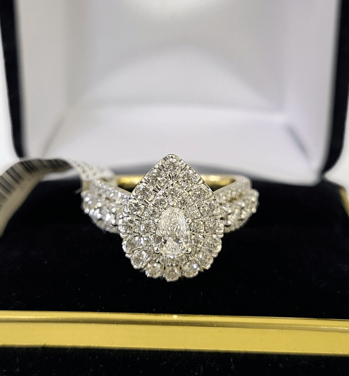 Real 10k Yellow Gold Diamond Ladies Ring Women Engagement Wedding Genuine - GoldenlinQ