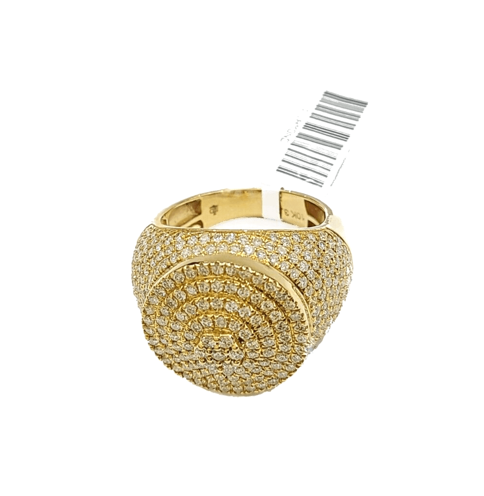 Real 10k Yellow Gold Diamond Lollipop Ring Genuine 3.26CT Diamonds 10kt Size 10 - GoldenlinQ