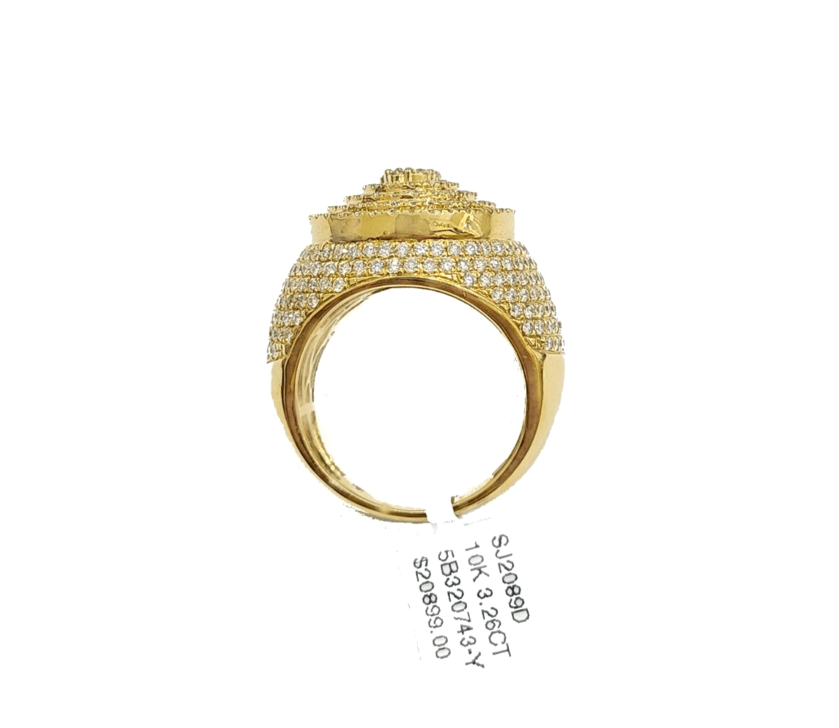 Real 10k Yellow Gold Diamond Lollipop Ring Genuine 3.26CT Diamonds 10kt Size 10 - GoldenlinQ