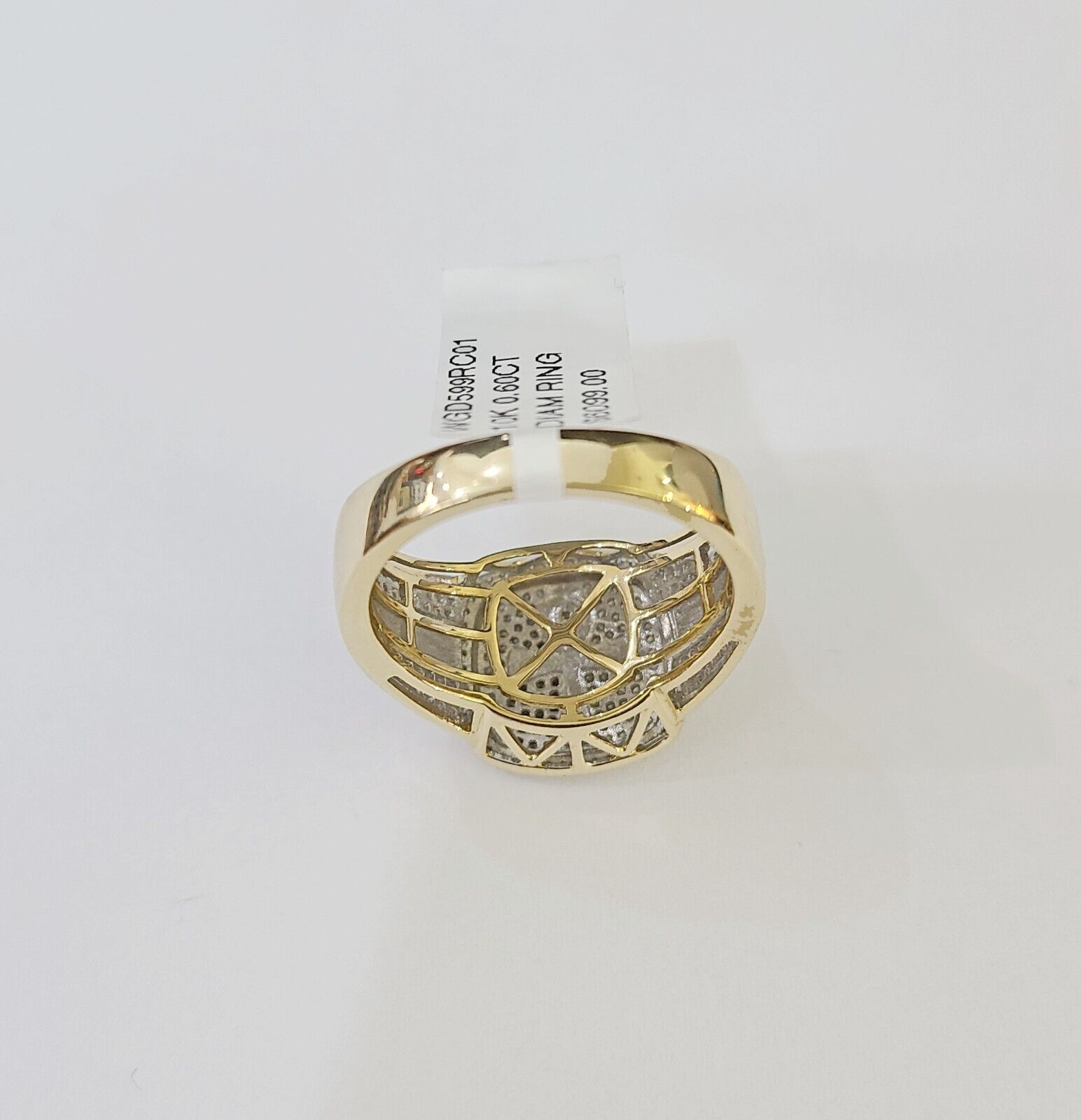 Real 10k Yellow Gold Diamond Mens Ring Ankh Cross Band Wedding Genuine Natural - GoldenlinQ